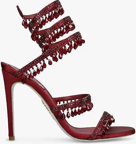 Womens Wine Chandelier 105 Crystal-Embellished Satin Heeled Courts Eur 41 / 8 Uk Women