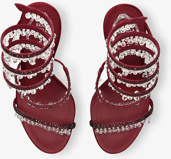 Womens Wine Chandelier 105 Crystal-Embellished Satin Heeled Sandals Eur 37 / 4 Uk Women - Image 2