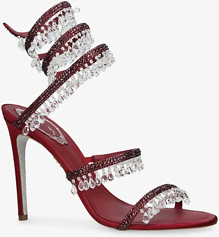 Womens Wine Chandelier 105 Crystal-Embellished Satin Heeled Sandals Eur 37 / 4 Uk Women