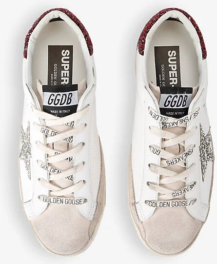 Womens Wine Comb Women's Superstar 82710 Star-Embroidered Leather Low-Top Trainers Eur 38/5 Uk Women - Image 2