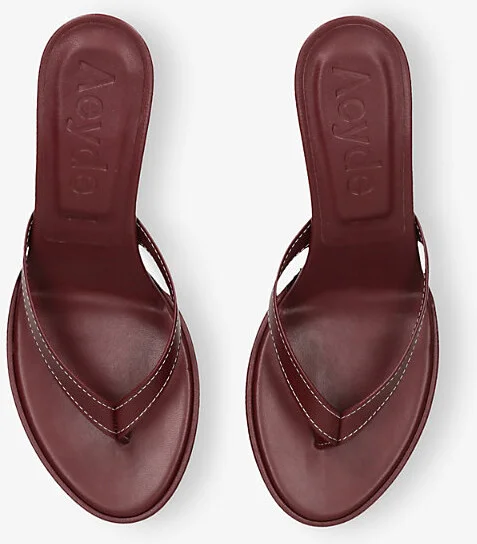 Womens Wine Daphne Leather Heeled Mules Eur 42/ 9 Uk Women - Image 2