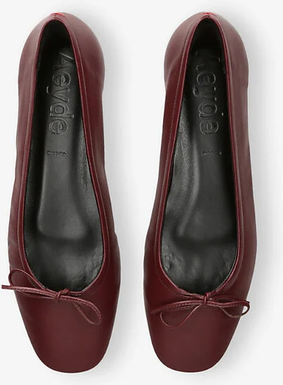 Womens Wine Delfina Leather Ballet Flats Eur 39.5 / 6.5 Uk Women - Image 2
