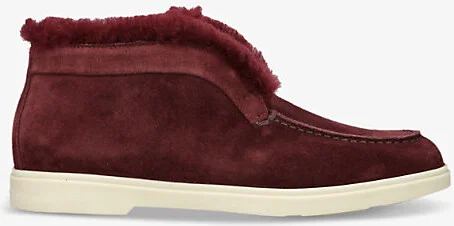 Womens Wine Fortune Embossed-Branded Suede Ankle Boots Eur 41 / 8 Uk Women
