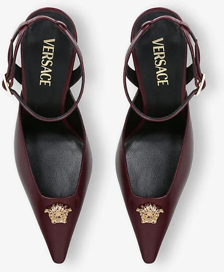 Womens Wine La Medusa 85 Leather Slingback Pumps Eur 40 / 7 Uk Women - Image 2