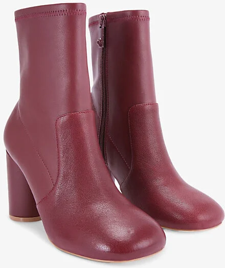 Womens Wine Langley Heeled Leather Ankle Boots Eur 41 / 8 Uk Women - Image 2