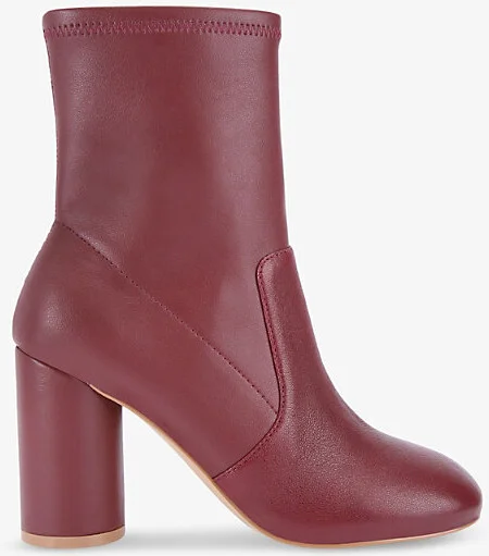 Womens Wine Langley Heeled Leather Ankle Boots Eur 41 / 8 Uk Women