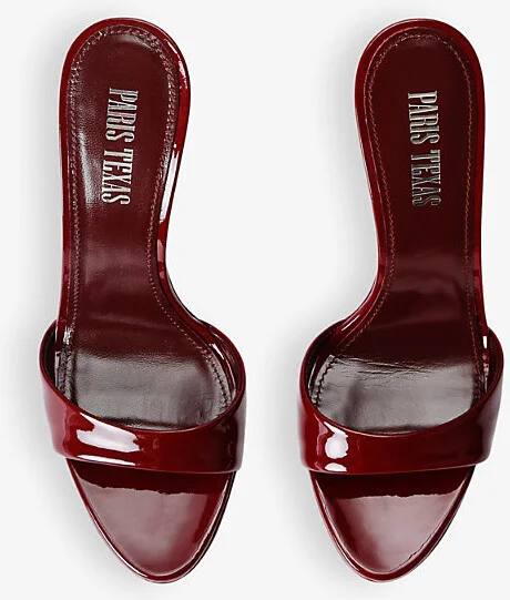 Womens Wine Lidia Patent Heeled Leather Mules Eur 36 / 3 Uk Women - Image 2