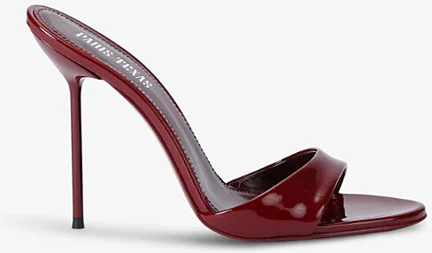 Womens Wine Lidia Patent Heeled Leather Mules Eur 36 / 3 Uk Women