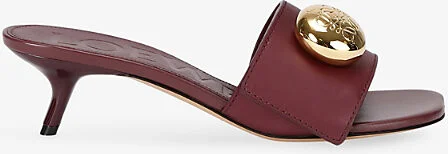 Womens Wine Pebble 45 Heeled Leather Slides Eur 37 / 4 Uk Women
