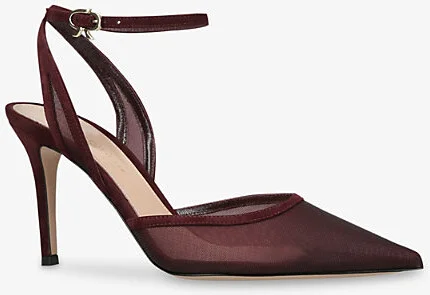 Womens Wine Pointed-Toe 80 Mesh Slingback Courts Eur 38/5 Uk Women - Image 2