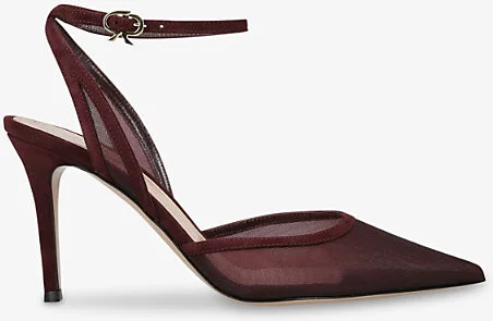 Womens Wine Pointed-Toe 80 Mesh Slingback Courts Eur 38/5 Uk Women