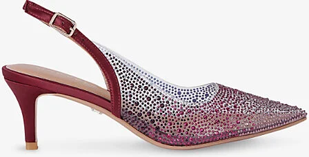 Womens Wine Positano Vinyl Embellished Kitten Heels Eur 41 / 8 Uk Women