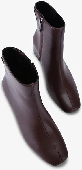 Womens Wine Rene Logo-Badge Heeled Leather Ankle Boots Eur 41 / 8 Uk Women - Image 2