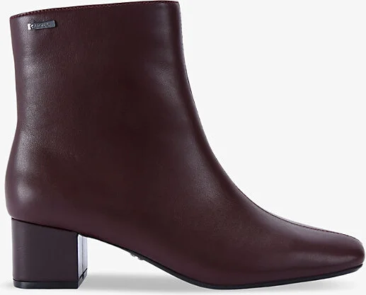 Womens Wine Rene Logo-Badge Heeled Leather Ankle Boots Eur 41 / 8 Uk Women