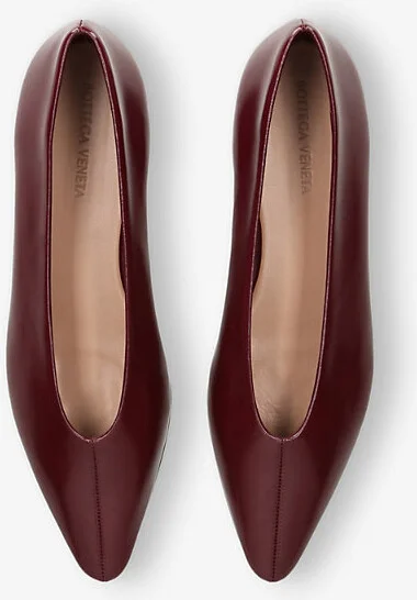 Womens Wine Sofia Flat Leather Ballerina Pumps Eur 41 / 8 Uk Women - Image 2