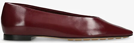 Womens Wine Sofia Flat Leather Ballerina Pumps Eur 41 / 8 Uk Women