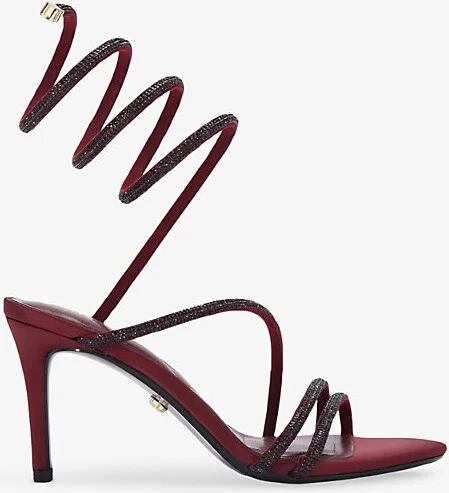 Womens Wine Spiral 80 Crystal-Strap Woven Heels Eur 36 / 3 Uk Women