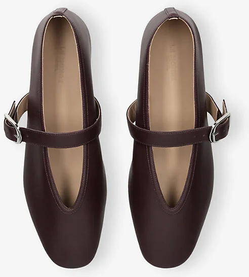Womens Wine Stella Single-Strap Leather Ballet Flats Eur 40.5 / 7.5 Uk Women - Image 2