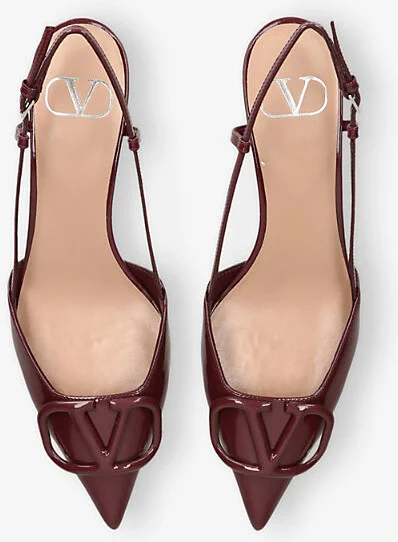 Womens Wine Vlogo Signature 40 Patent-Leather Slingback Courts Eur 38/5 Uk Women - Image 2