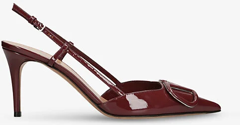 Womens Wine Vlogo Signature 80 Patent-Leather Slingback Courts Eur 37 / 4 Uk Women