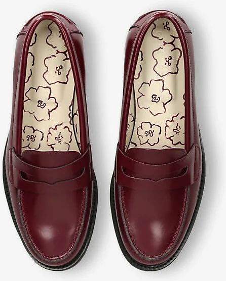 Womens Wine Wilde Leather Penny Loafers Eur 37 / 4 Uk Women - Image 2