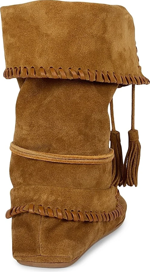 Women's Winki Suede Moccasin Boots - Cognac - Size 6 - Image 3