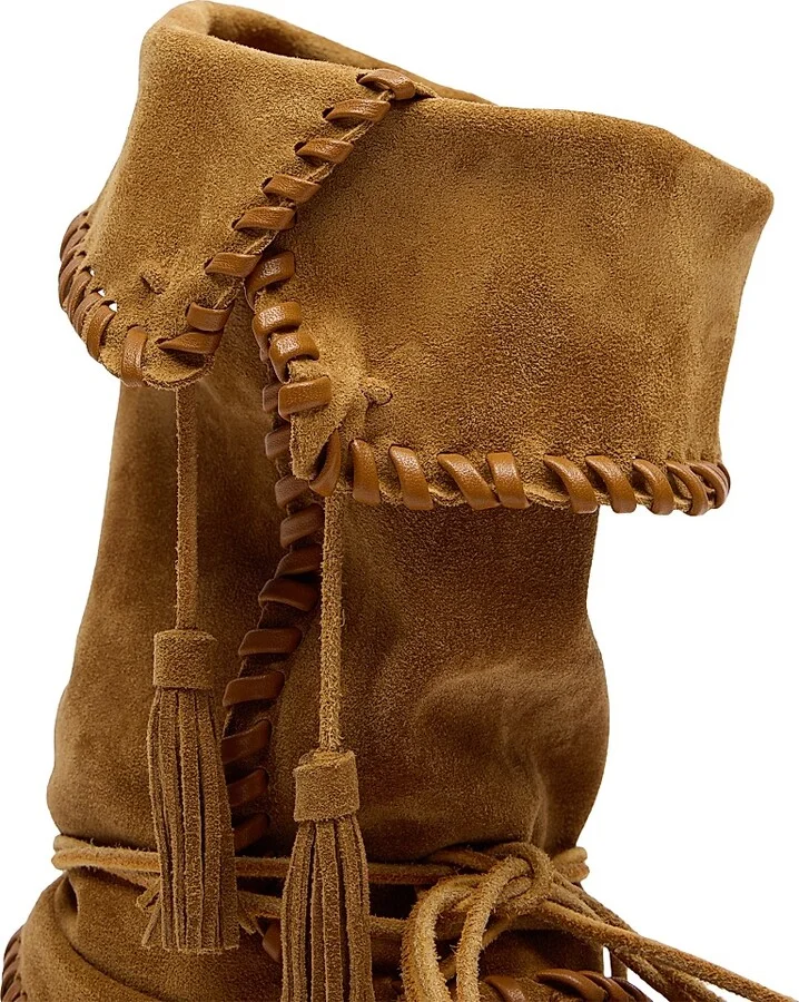 Women's Winki Suede Moccasin Boots - Cognac - Size 6 - Image 5
