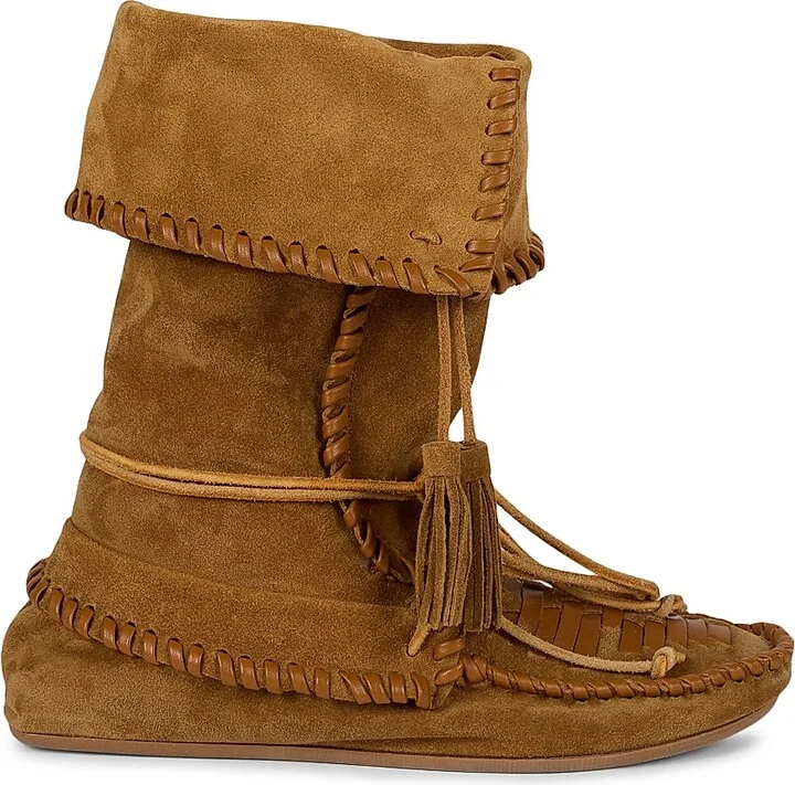 Women's Winki Suede Moccasin Boots - Cognac - Size 6