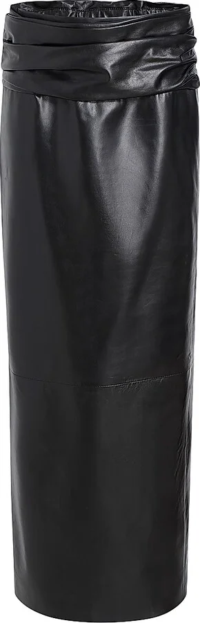 Women's Winler Leather Ruched-Waist Midi-Skirt - Black - Size 2