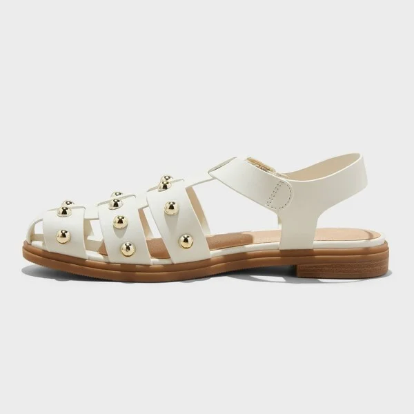 Women's Winnie Studded Fisherman Sandals - Universal Thread™ Off-White : Adjustable Buckle, Closed Round Toe - Image 2
