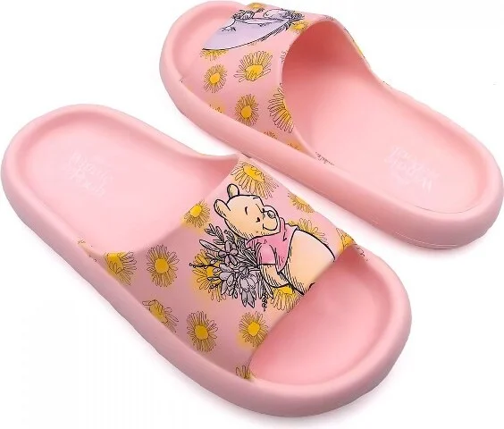Womens Winnie The Pooh Flowers for Eeyore Flip Flop Cloud Comfort Slide Sandals - Size