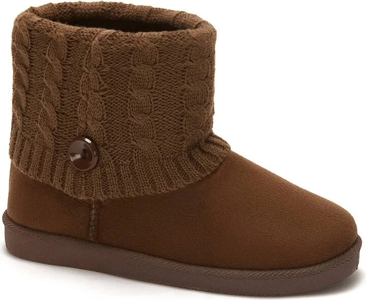 Women's Winter Booties With Knit Shaft In Brown