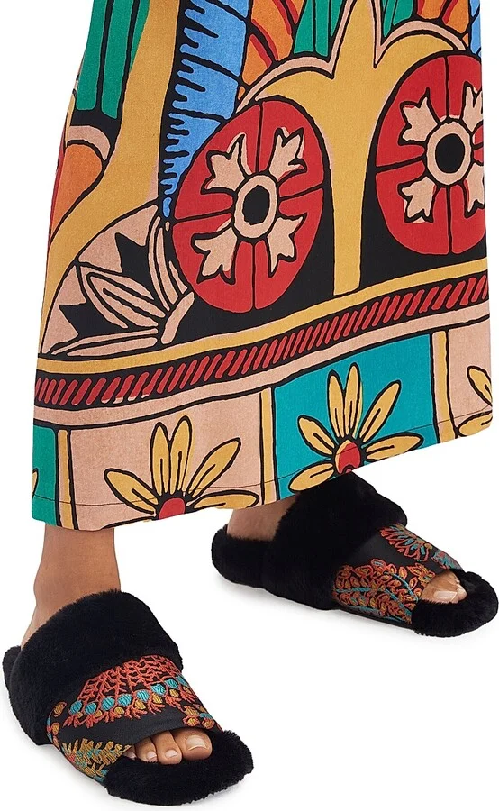 Women's Winter Slides - Jacquard Sicomore Black - Size 6 Sandals - Image 3