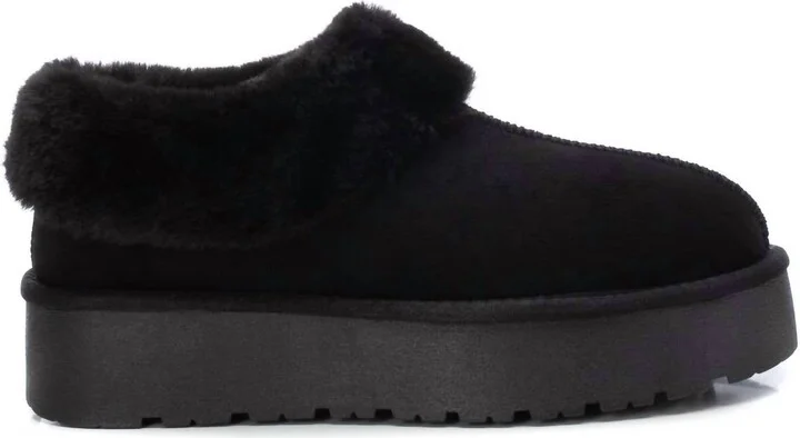Women's Winter Suede Clogs In Black