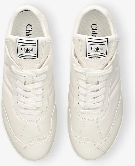 Womens Winter Wht Kick Brand-Patch Leather Low-Top Trainers Eur 37 / 4 Uk Women - Image 2