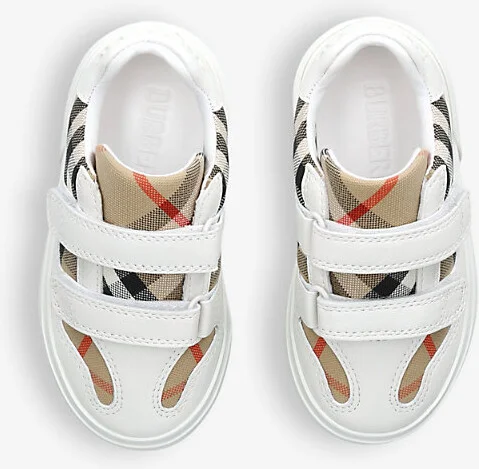 Womens Winter Wht Kids' Noah Check-Print Leather Low-Top Trainers Eur 26 / 8.5 Uk Kids - Image 2