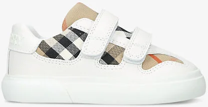 Womens Winter Wht Kids' Noah Check-Print Leather Low-Top Trainers Eur 26 / 8.5 Uk Kids