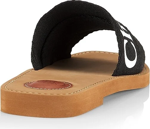 Women's Woody Linen Slides - Black - Size 5 Sandals - Image 3