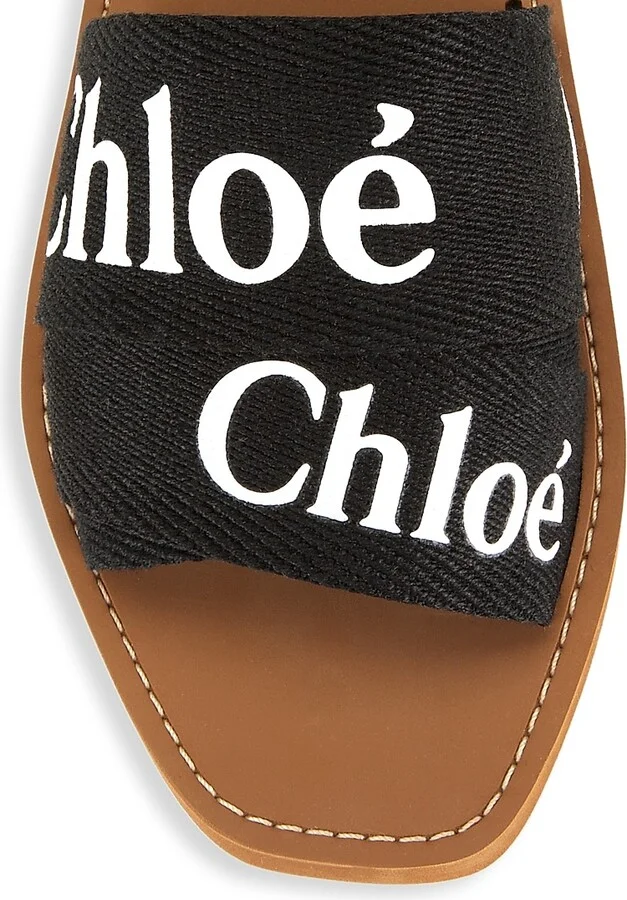 Women's Woody Linen Slides - Black - Size 5 Sandals - Image 4