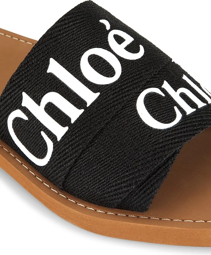 Women's Woody Linen Slides - Black - Size 5 Sandals - Image 6