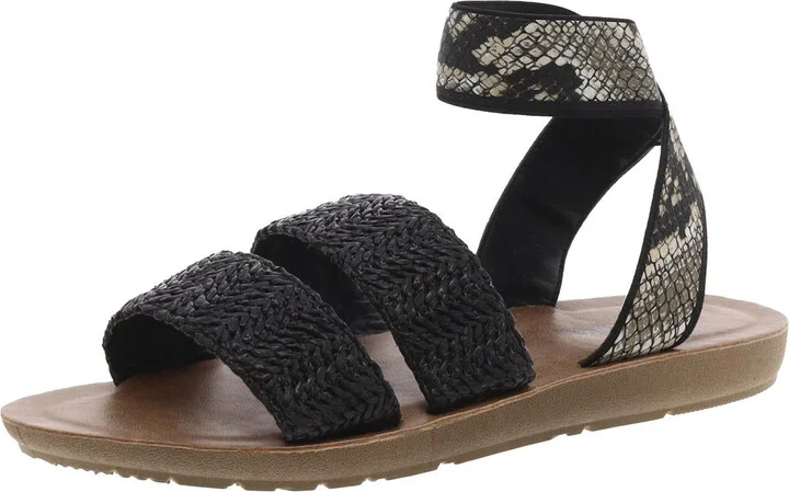 Womens Woven Embossed Ankle Strap