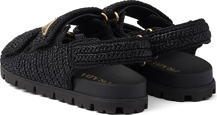 Women's Woven Fabric Sandals - Black - Size 6 - Image 3