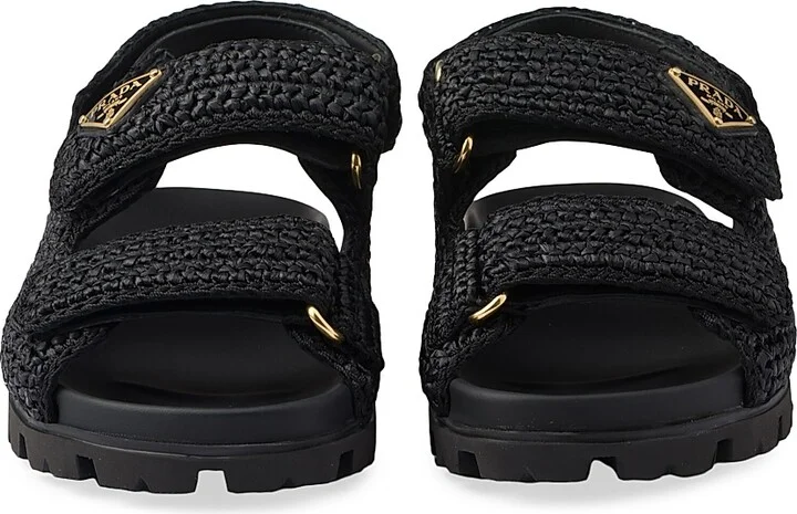 Women's Woven Fabric Sandals - Black - Size 6 - Image 4