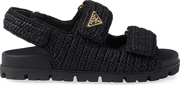 Women's Woven Fabric Sandals - Black - Size 6