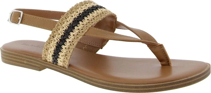 Womens Woven Faux Leather Ankle Strap