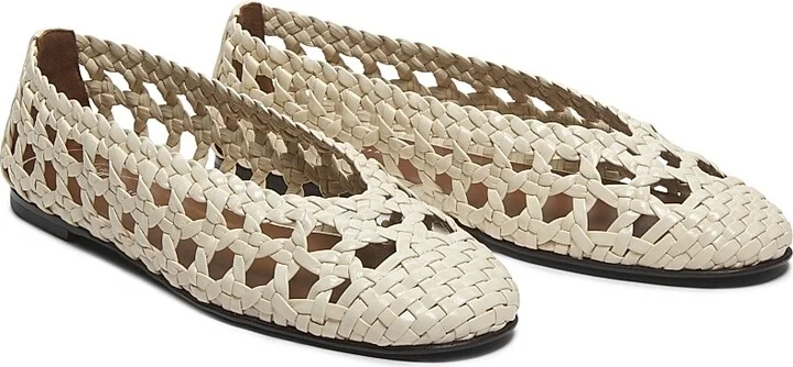 Women's Woven Leather Ballet Flats - Gesso - Size 7 - Image 2
