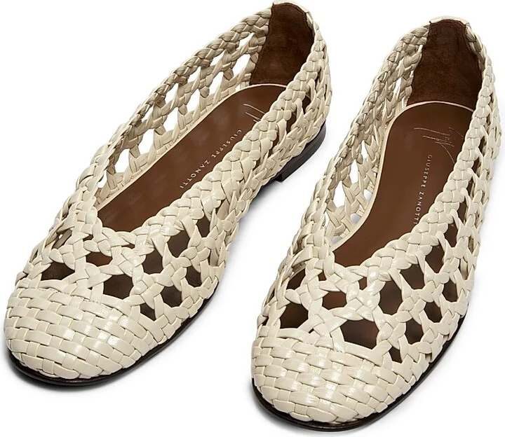 Women's Woven Leather Ballet Flats - Gesso - Size 7 - Image 4