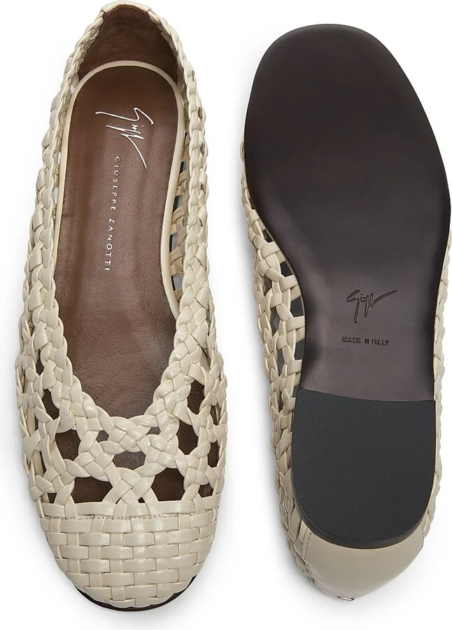 Women's Woven Leather Ballet Flats - Gesso - Size 7 - Image 6