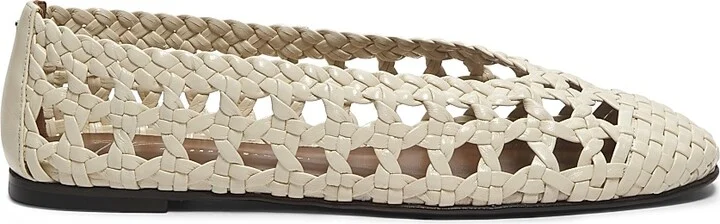Women's Woven Leather Ballet Flats - Gesso - Size 7