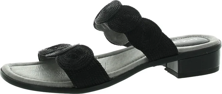Womens Woven Leather Pool Slides
